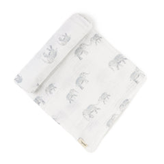 Organic Cotton Muslin Follow Me Swaddle - Follow Me Elephant