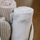 Organic Cotton Muslin Follow Me Swaddle - Follow Me Whale