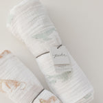 Organic Cotton Muslin Follow Me Swaddle - Follow Me Whale