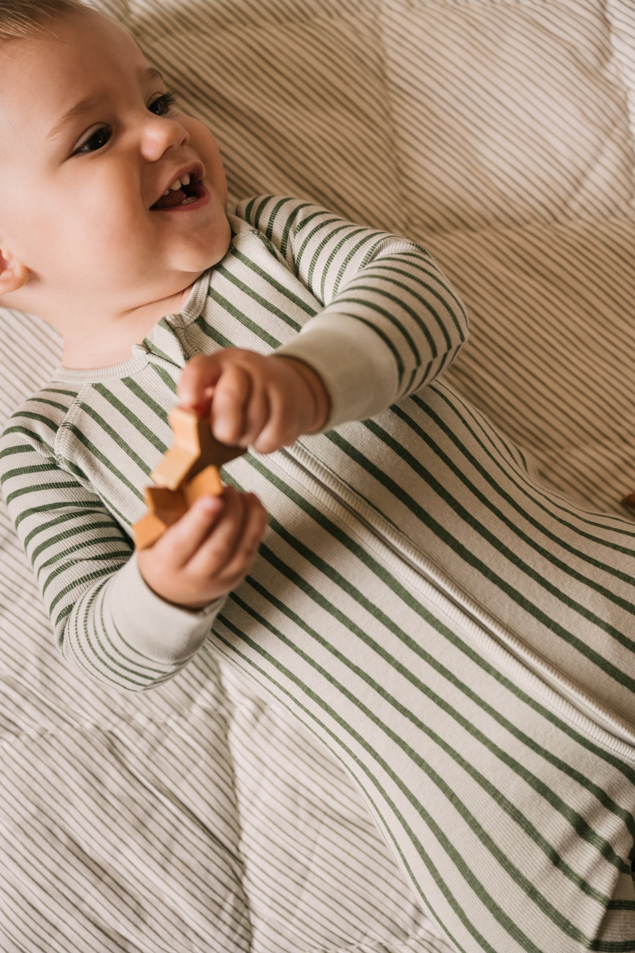 Pehr-Ribbed Baby Sleeper-Stripes Away Evergreen-5