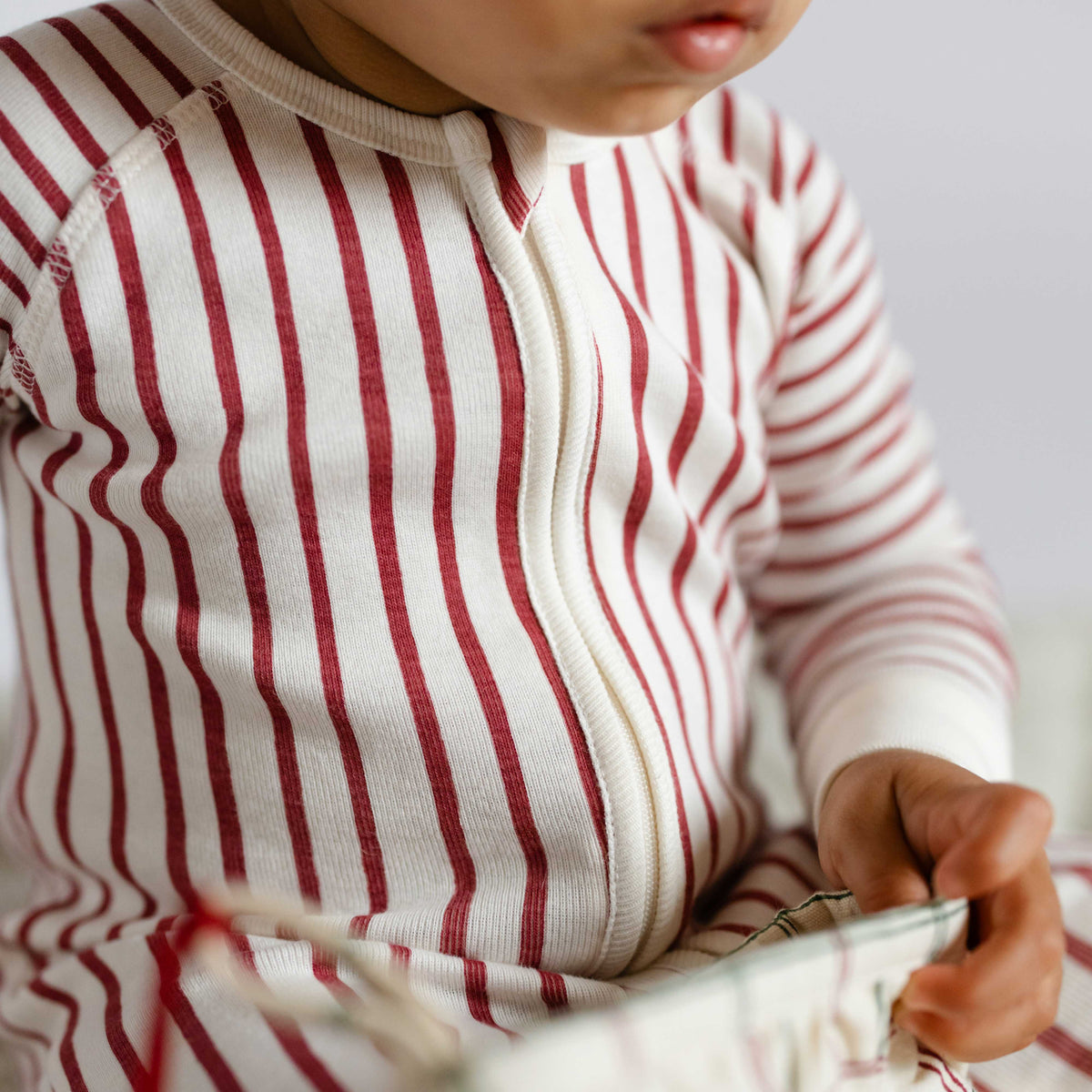 Ribbed Baby Sleeper - Stripes Away Berry- Up Close Baby- Zipper