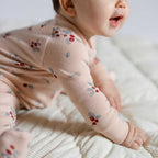 Ribbed Baby Sleeper - Berry Lane- Up Close Baby- Pink- Berries- Holiday