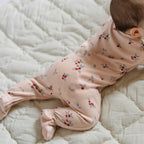 Ribbed Baby Sleeper - Berry Lane- Up Close Baby Crawling- Pink- Berries- Holiday- Footies