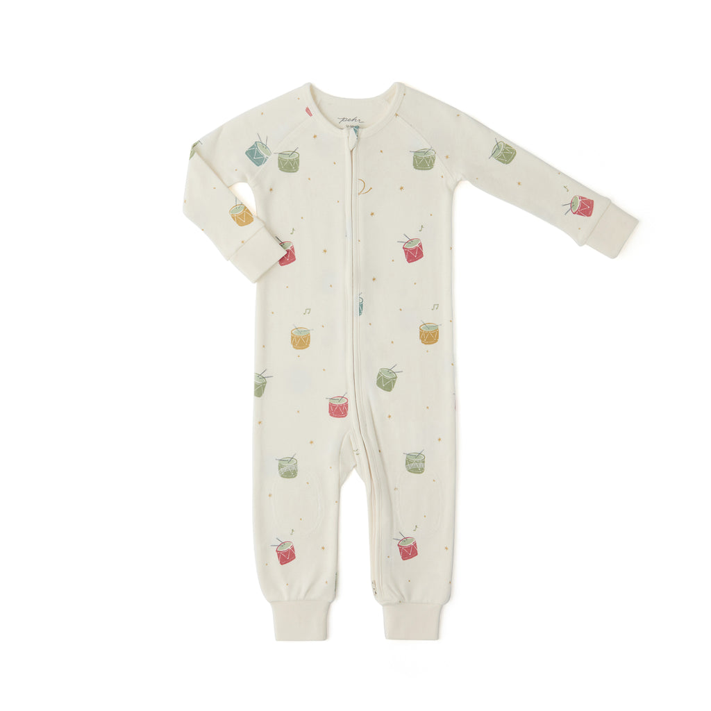 Ribbed Baby Footless Sleeper - Little Drummer- Front