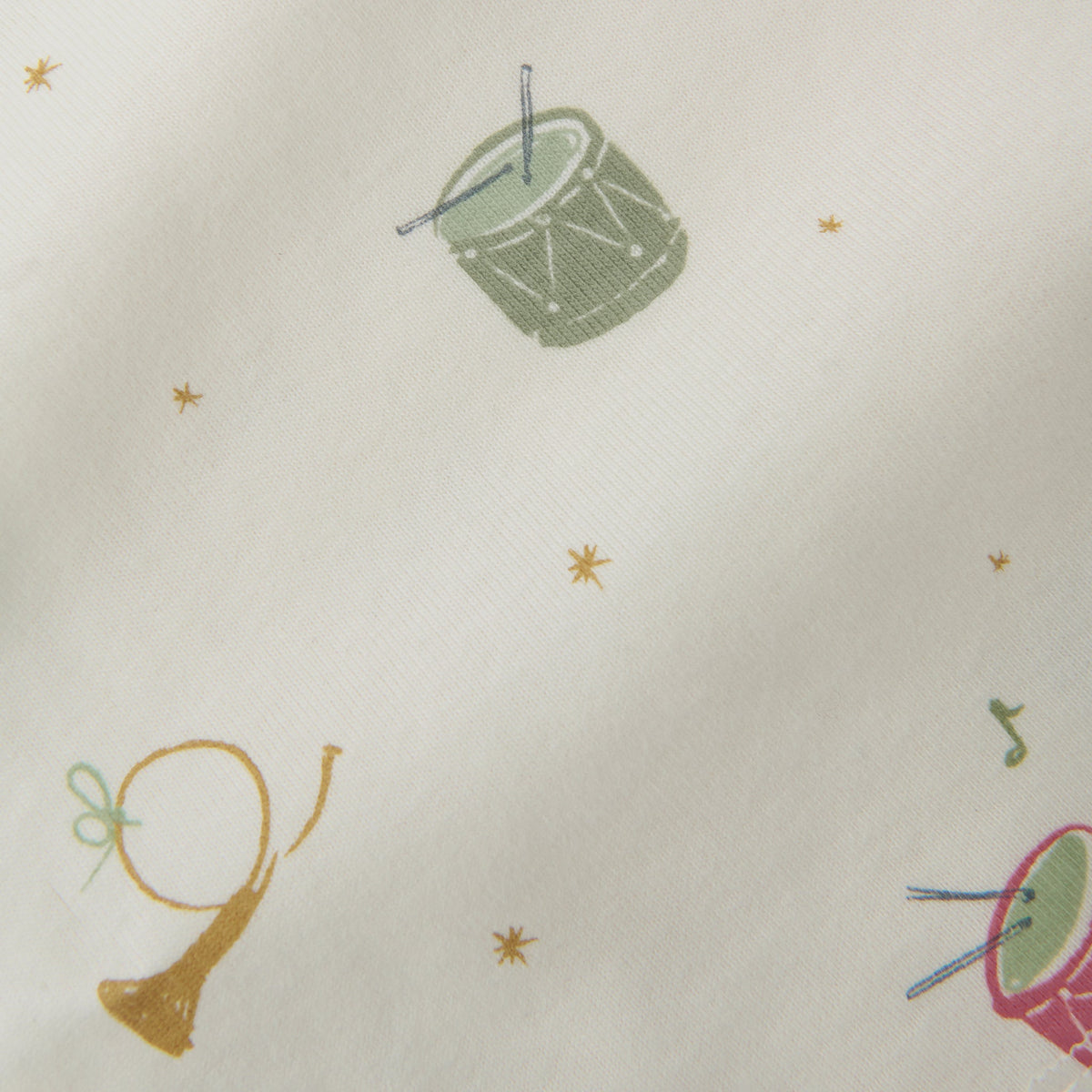 Ribbed Baby Footless Sleeper - Little Drummer- Up Close Print- Drums and Stars