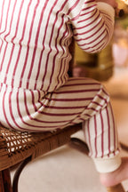 Ribbed Toddler Pajama - Stripes Away Berry- Up Close Print