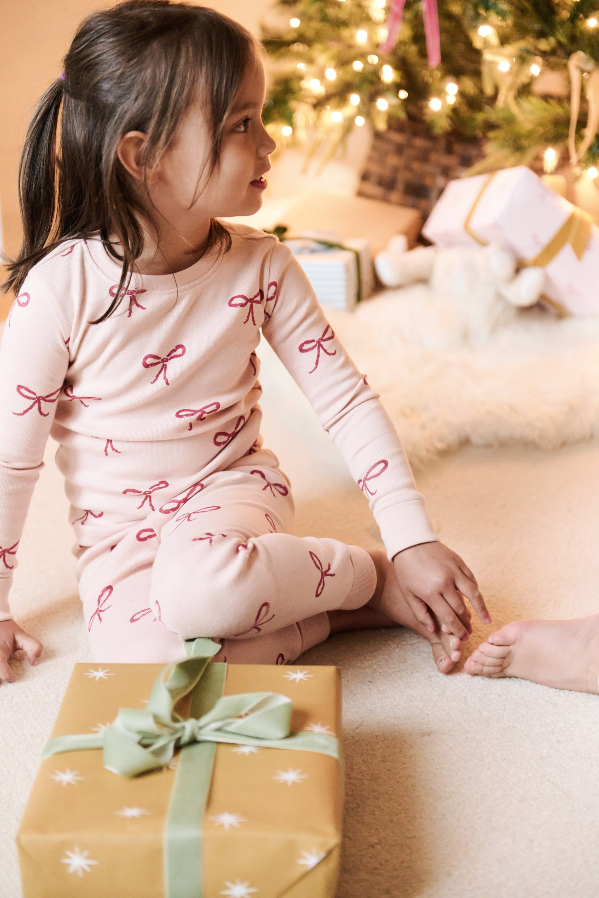 Pehr-ribbed kids Pajama-With a bow-5