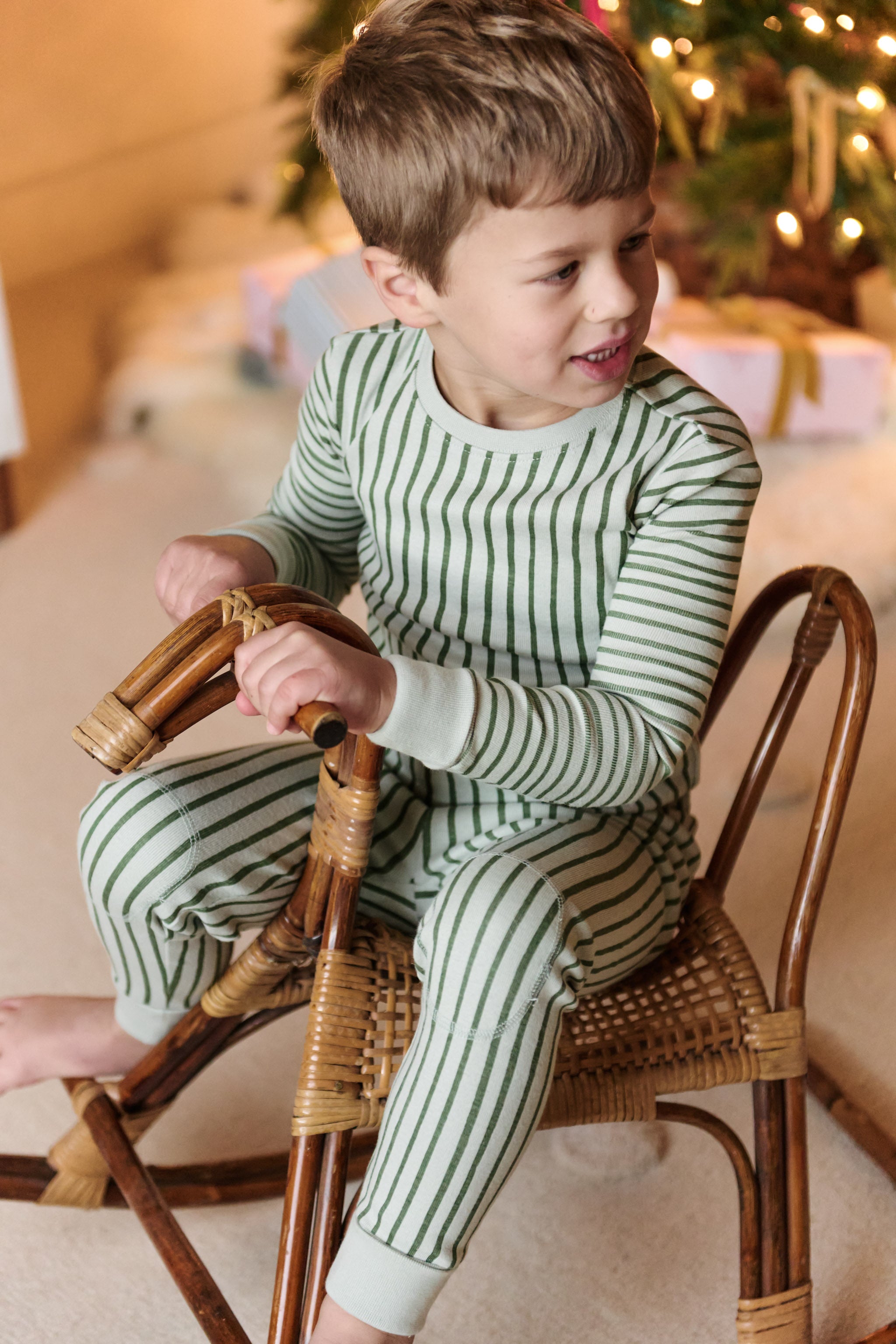 Pehr-Ribbed Kids Pajama-Stripes Away Evergreen-2