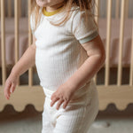 Pehr-Pointelle Short Sleeve Toddler Pajama-Natural-2