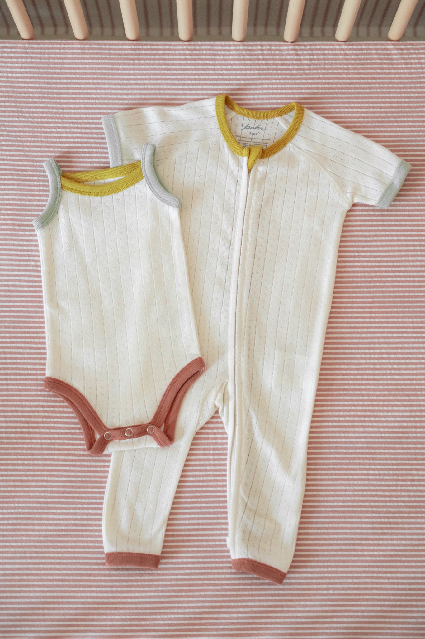 Pehr-Pointelle Short Sleeve Baby Sleeper-Natural-8