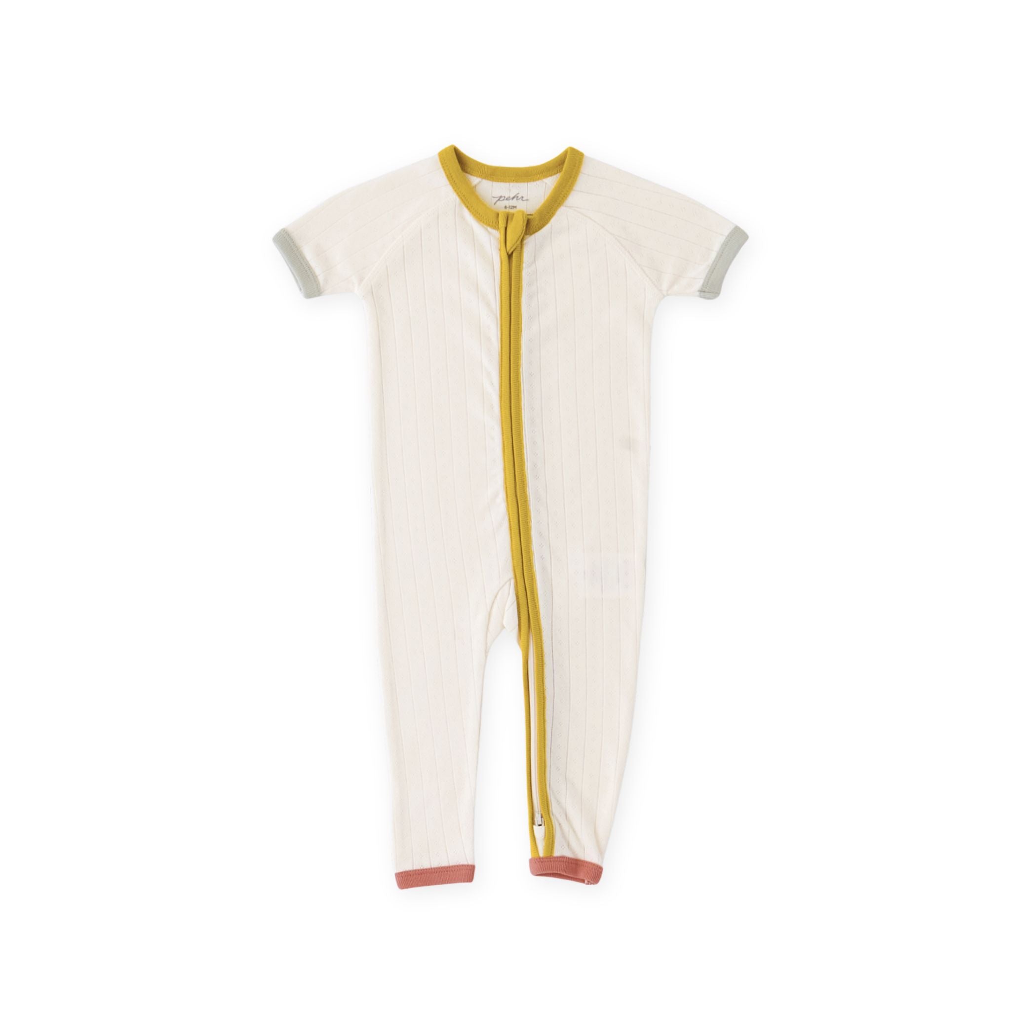 pointelle short sleeve sleeper multi in pattern