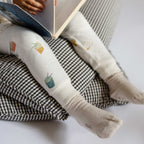 Ribbed Toddler Pajama - Little Drummer- On Toddler Up Close Legs With Socks- White With Colorful Drums- Holiday