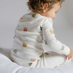 Ribbed Toddler Pajama - Little Drummer- Back Of Toddler Up Close- White With Colorful Drums- Holiday