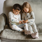 Ribbed Toddler Pajama - Little Drummer- On Toddler - Sitting On Couch- North Star