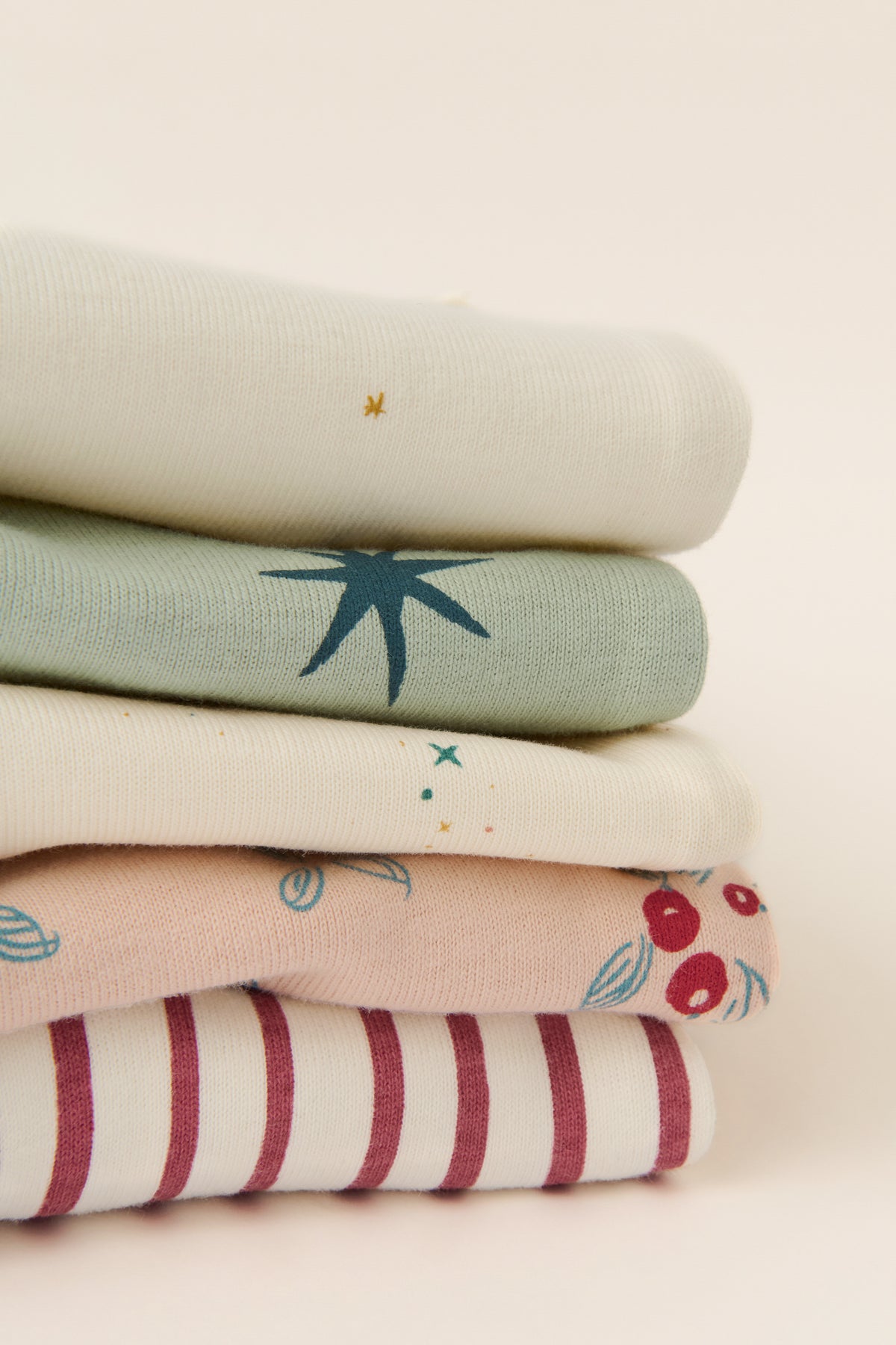 Ribbed Toddler Pajama - North Star- Folded Stack of Pajamas- Holiday Collection