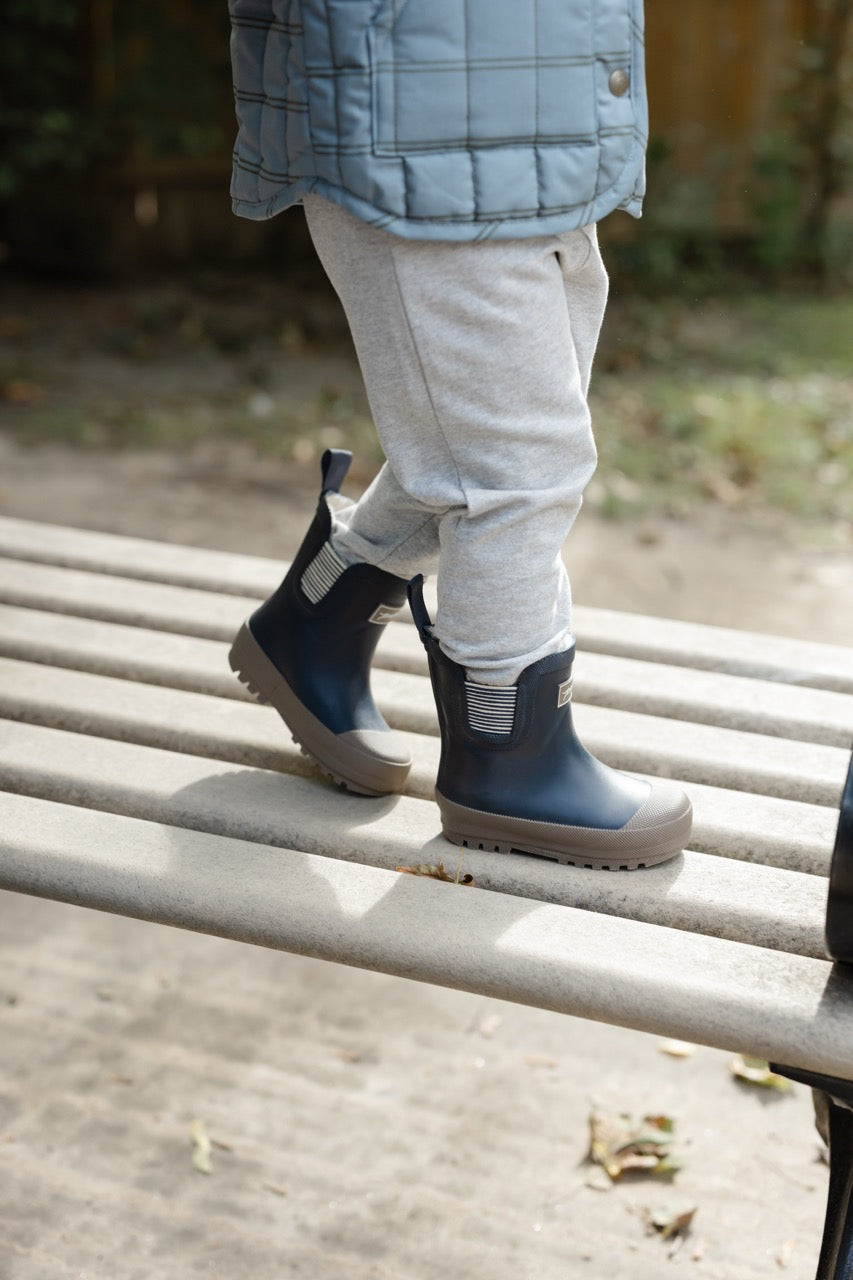 French Terry Toddler Jogger - Heather Grey- Close Up Legs- Tucked Into Boots