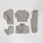 French Terry Harem Pant - Heather Grey- Group Flatlay