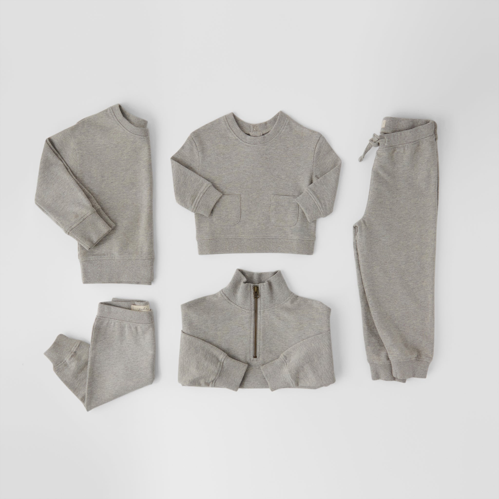 French Terry Harem Pant - Heather Grey- Group Flatlay