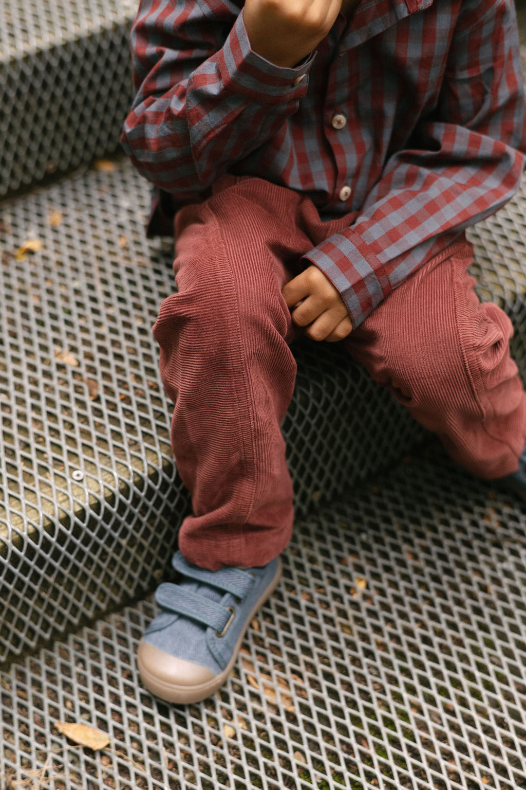 Corduroy Pant - Mulberry- On Model