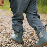Corduroy Pant - Harbor- Back - Up Close- On Model- Tucked Into Boots