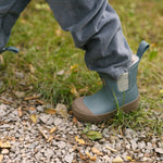 Corduroy Pant - Harbor- Up Close- Side- Tucked Into Boot On Model
