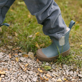 Corduroy Pant - Harbor- Up Close- Side- Tucked Into Boot On Model