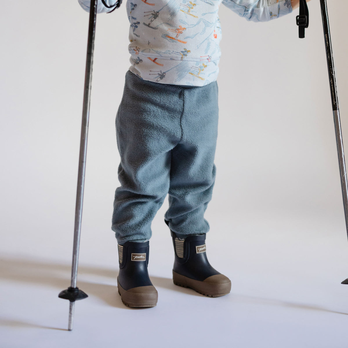 Teddy Fleece Jogger - Slate Blue- Soft Pants- Tucked into Boots