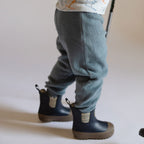 Teddy Fleece Jogger - Slate Blue- Soft Pants on Toddler- Tucked into Pathfinder