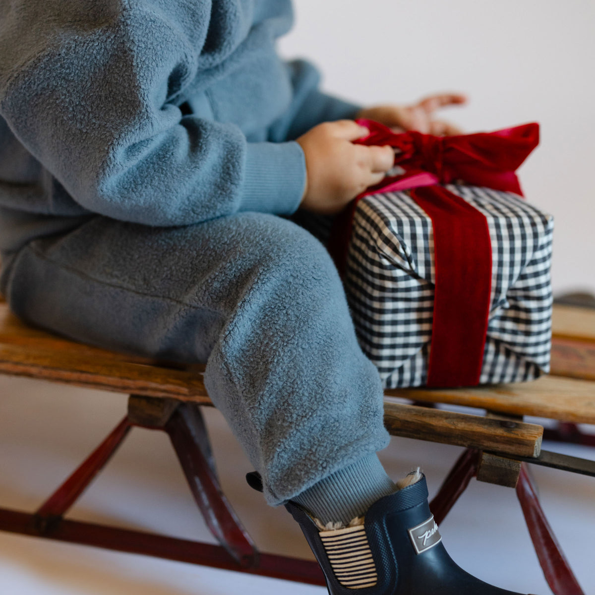 Teddy Fleece Jogger - Slate Blue- Up Close- Soft Pant