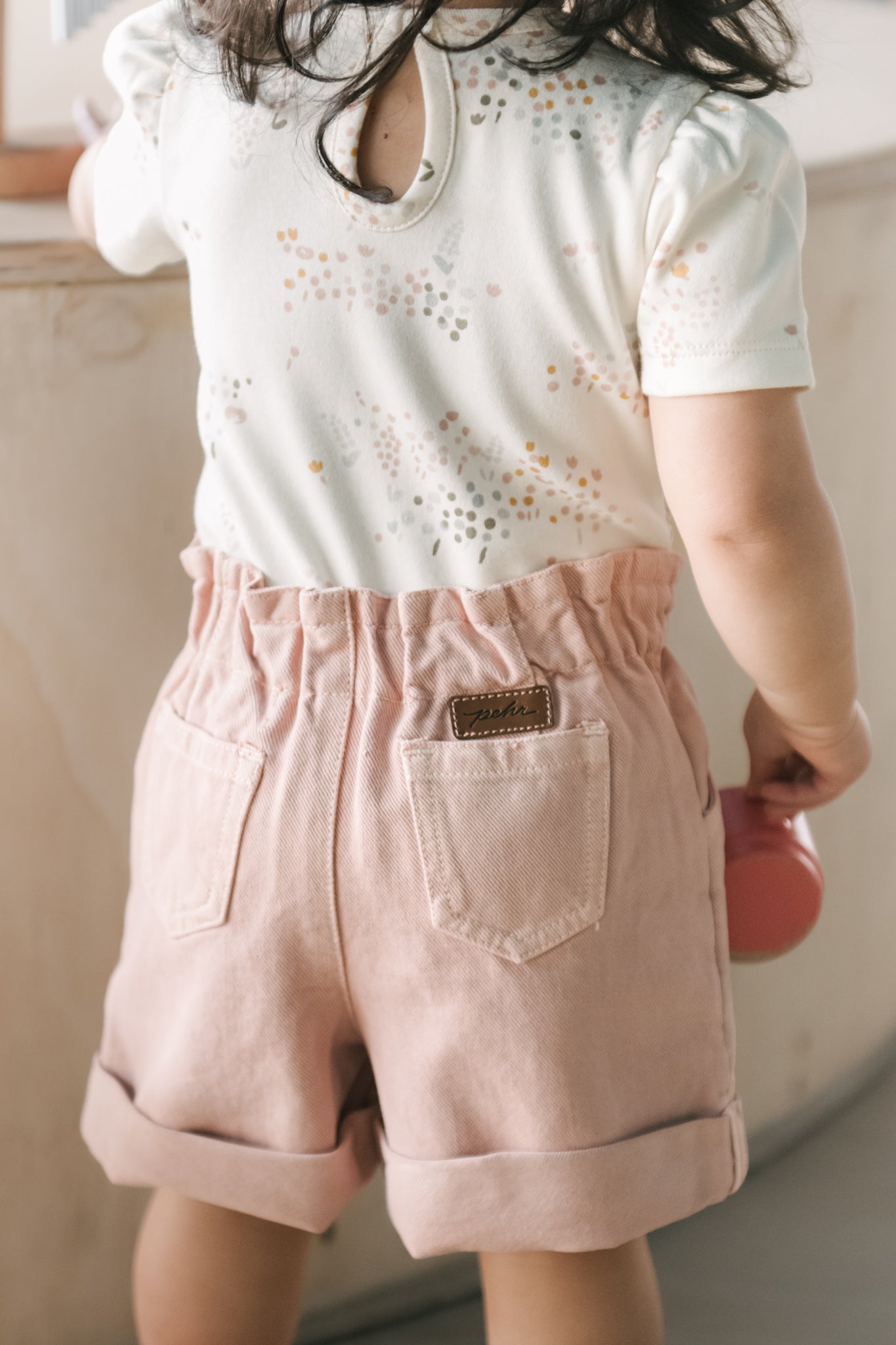 Pehr-Vintage Twill Paperbag Shorts-Peony-2