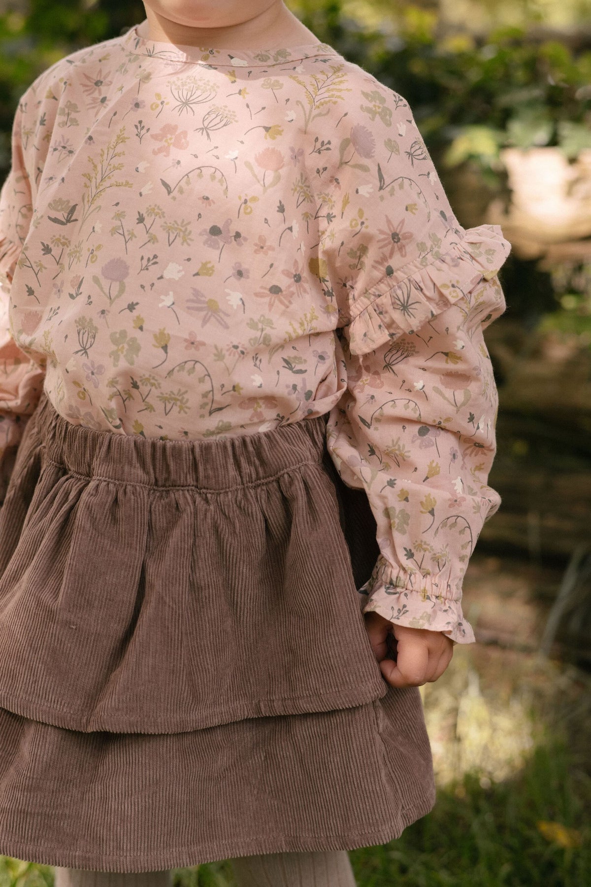 Corduroy Skirt - Portobello- On Model-Tiered 