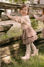 Corduroy Skirt - Portobello- On Model- Tiered Skirt