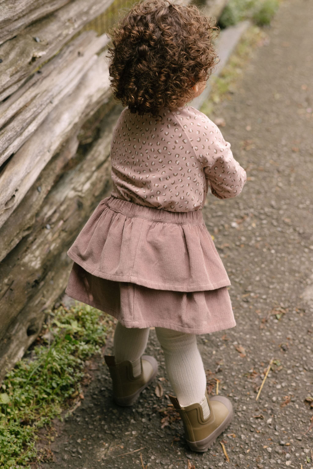 Corduroy Skirt - Thistle- On Model- Tucked In One-piece- Tiered Skirt- Back