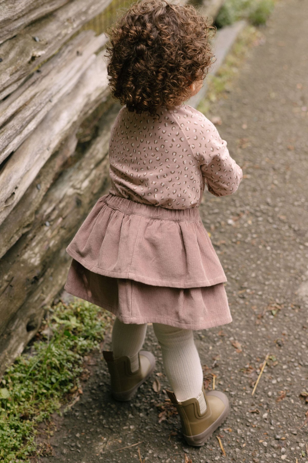 Corduroy Skirt - Thistle- On Model- Tucked In One-piece- Tiered Skirt- Back