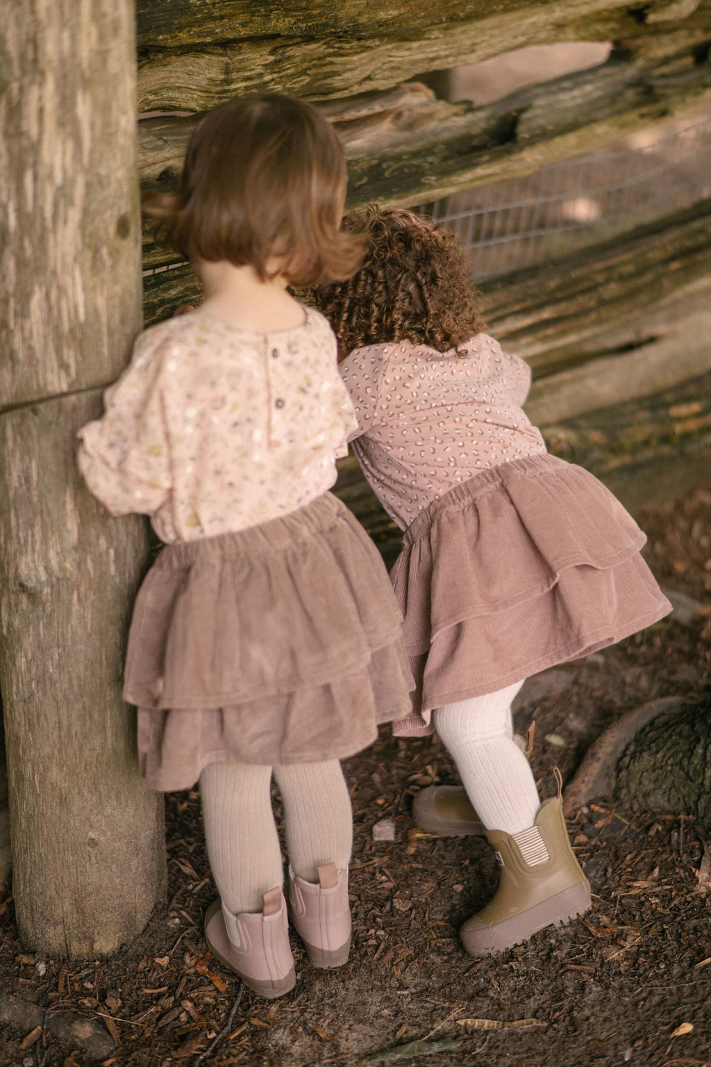 Corduroy Skirt - Thistle- On Models- Tucked In One-piece- Tiered Skirt