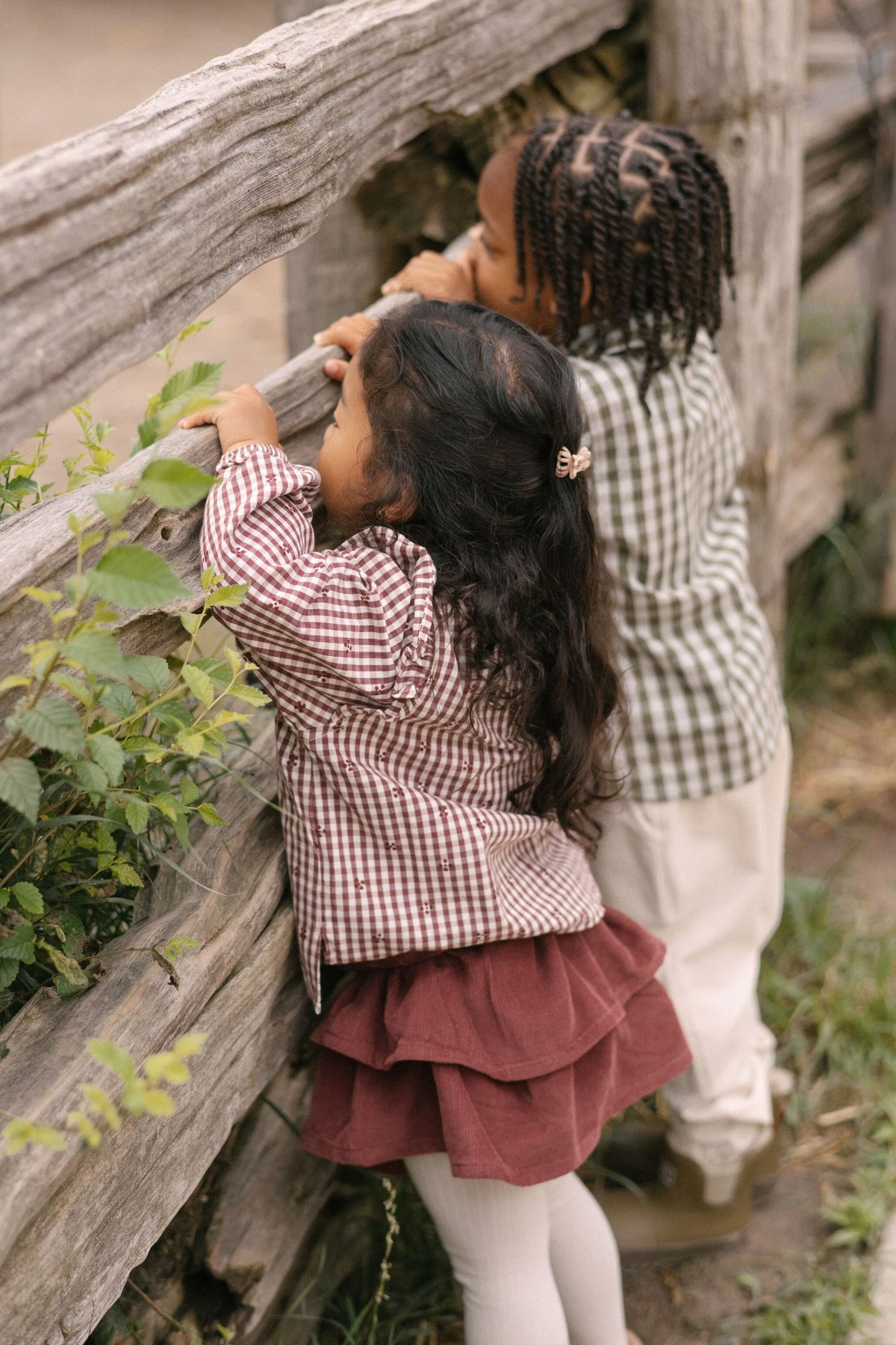 Corduroy Skirt - Mulberry- On Model- Tiered Skirt- Side