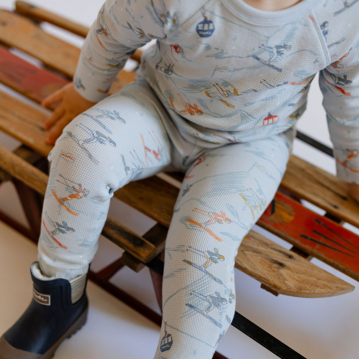 Petit Ski Legging - On The Slopes- On Toddler- Blue- Ski Print