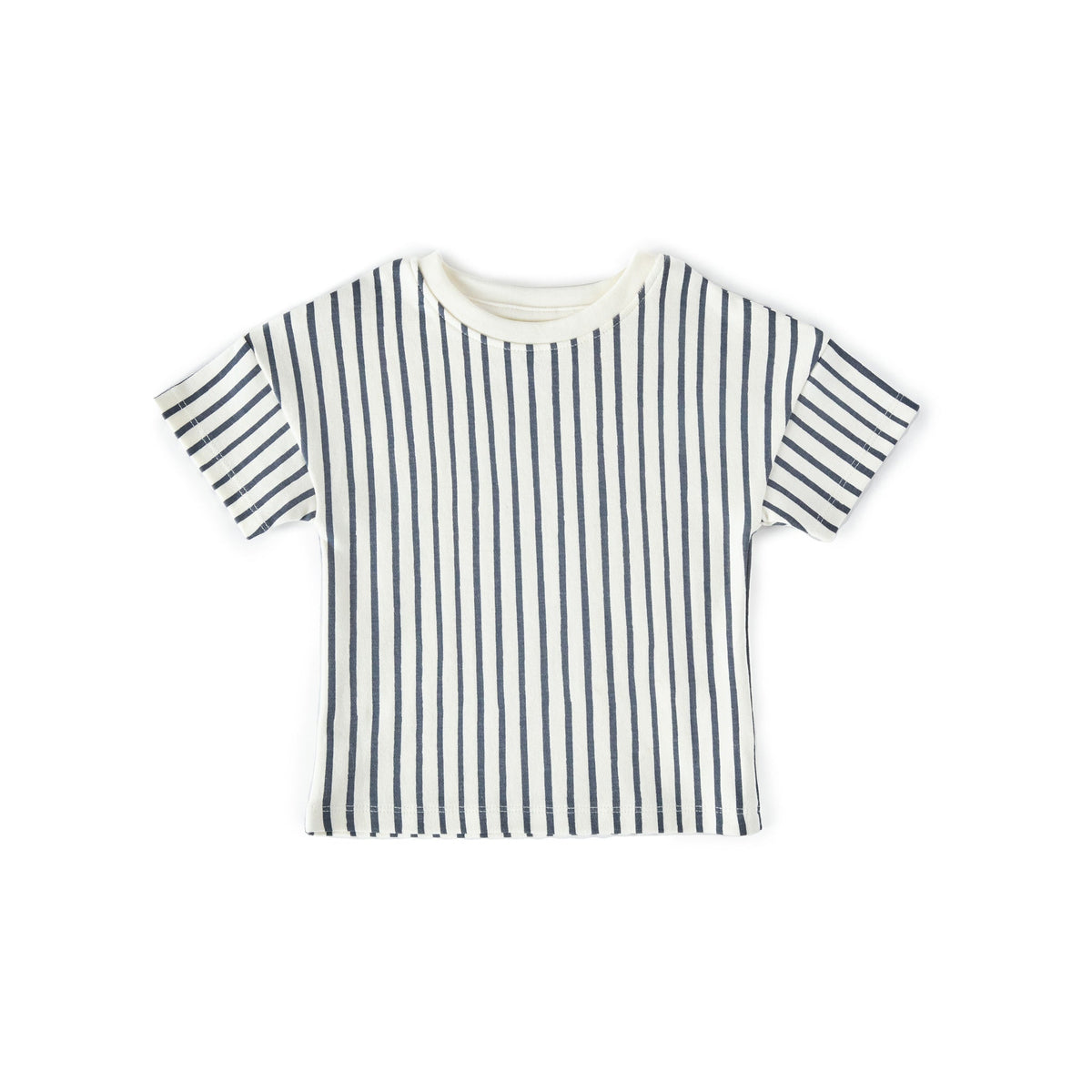 dropped shoulder short sleeve t shirt stripes away ink blue in blues pattern pehr 1