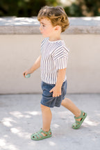 dropped shoulder short sleeve t shirt stripes away ink blue pehr 3