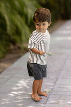 dropped shoulder short sleeve t shirt stripes away ink blue pehr 5
