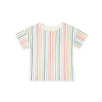 dropped shoulder short sleeve t shirt stripes away rainbow in multi pattern