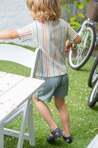 dropped shoulder short sleeve t shirt stripes away rainbow