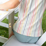 dropped shoulder short sleeve t shirt stripes away rainbow