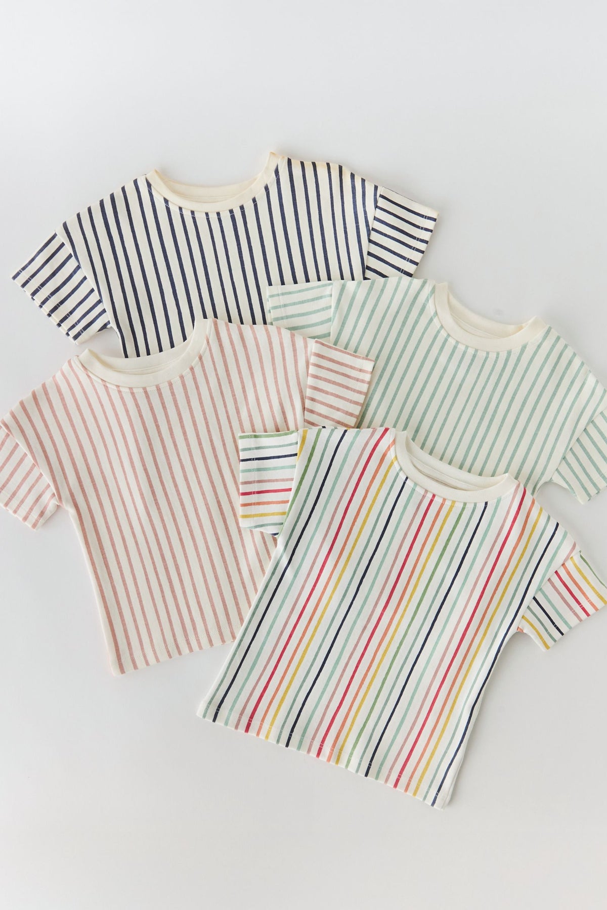 dropped shoulder short sleeve t shirt stripes away rainbow