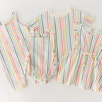dropped shoulder short sleeve t shirt stripes away rainbow
