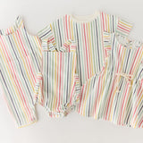 dropped shoulder short sleeve t shirt stripes away rainbow
