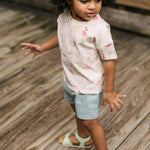 Dropped Shoulder Short Sleeve T-Shirt - Sea Bloom