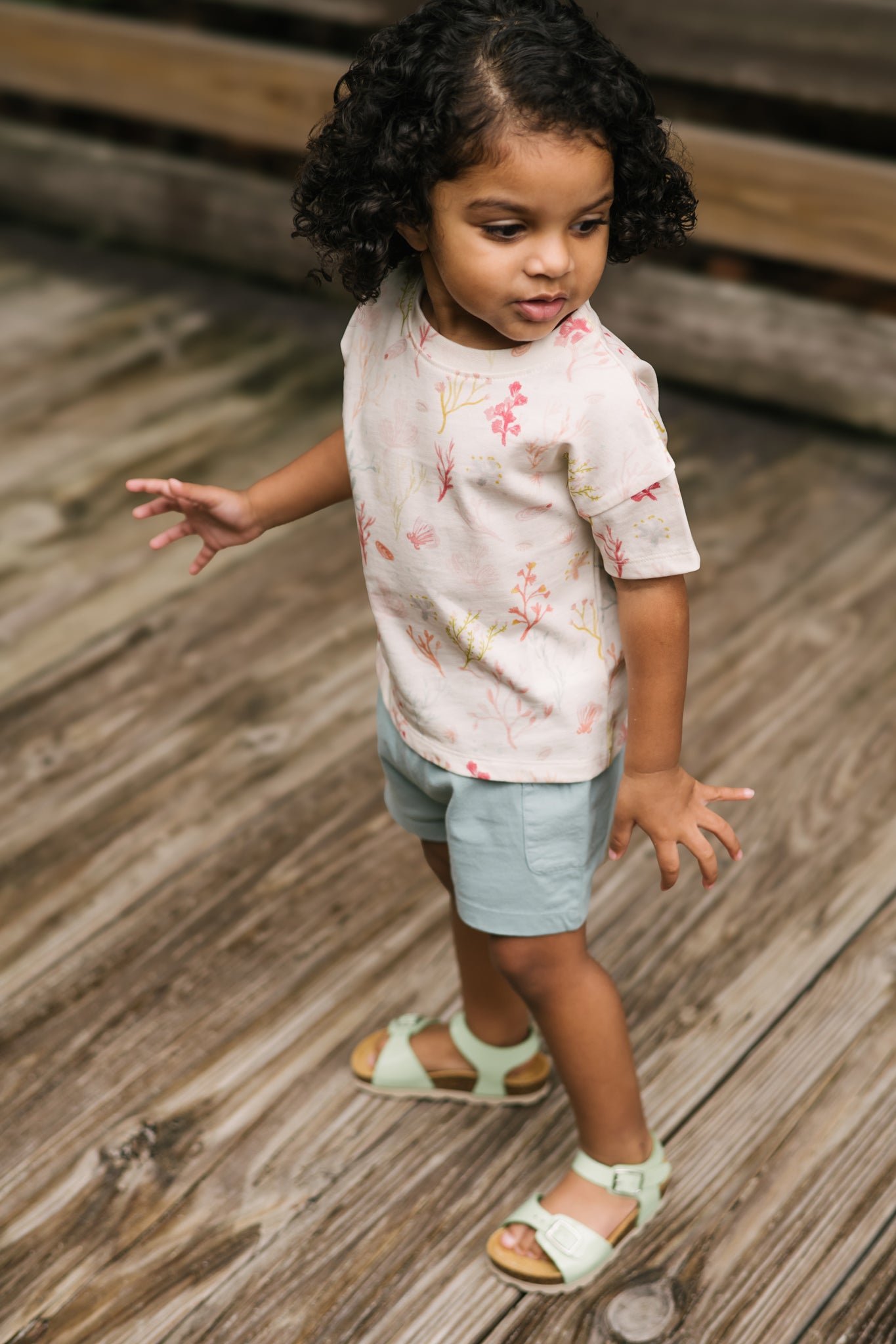 Dropped Shoulder Short Sleeve T-Shirt - Sea Bloom