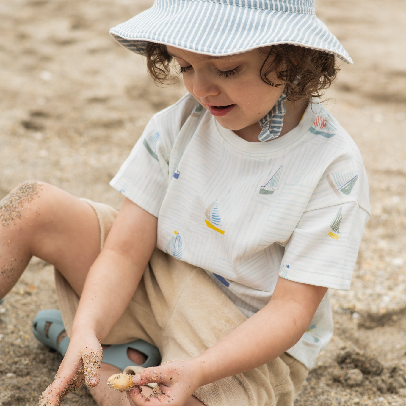 kids dropped shoulder short sleeve t shirt set sail