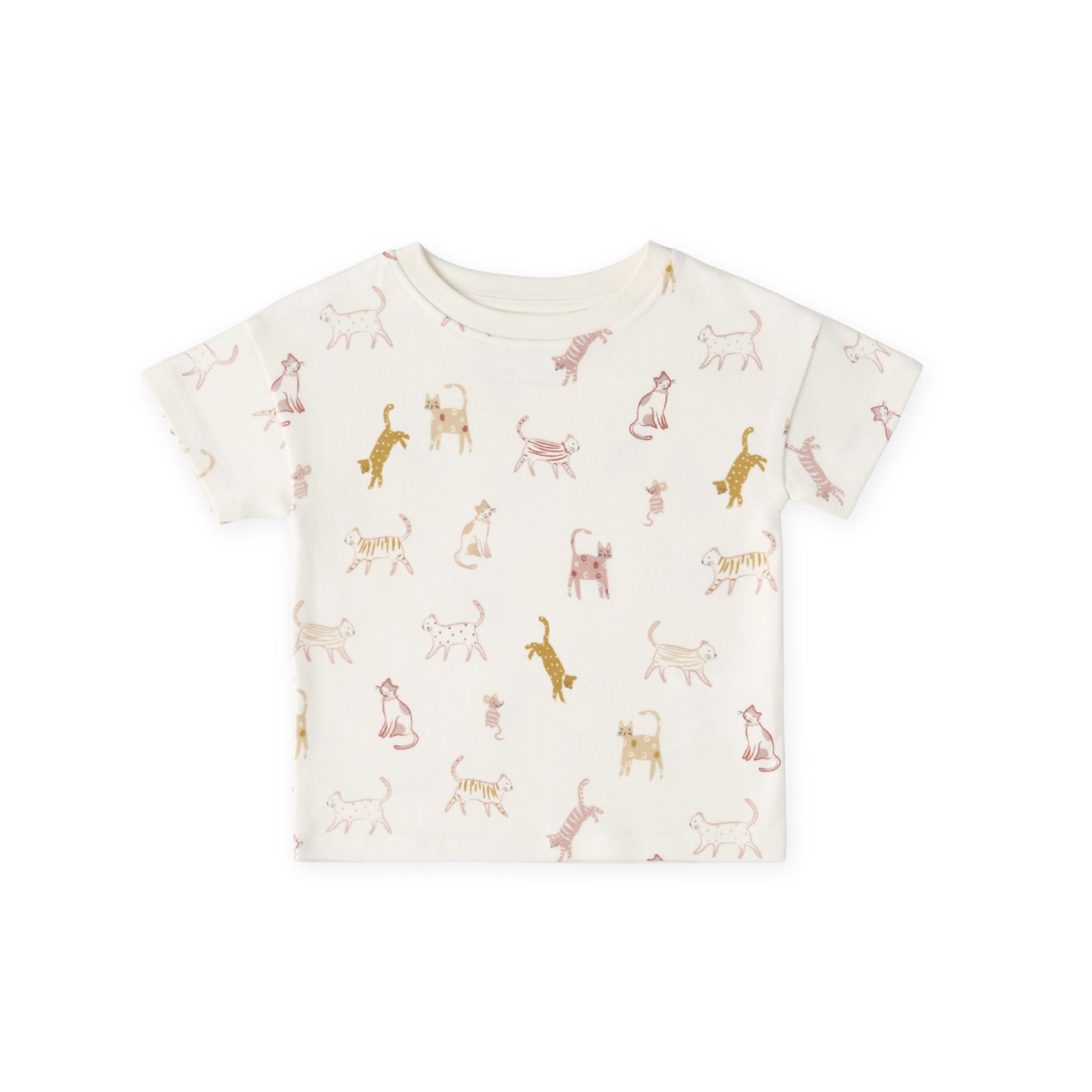 dropped shoulder short sleeve t shirt copy cat in pinks pattern tshirt
